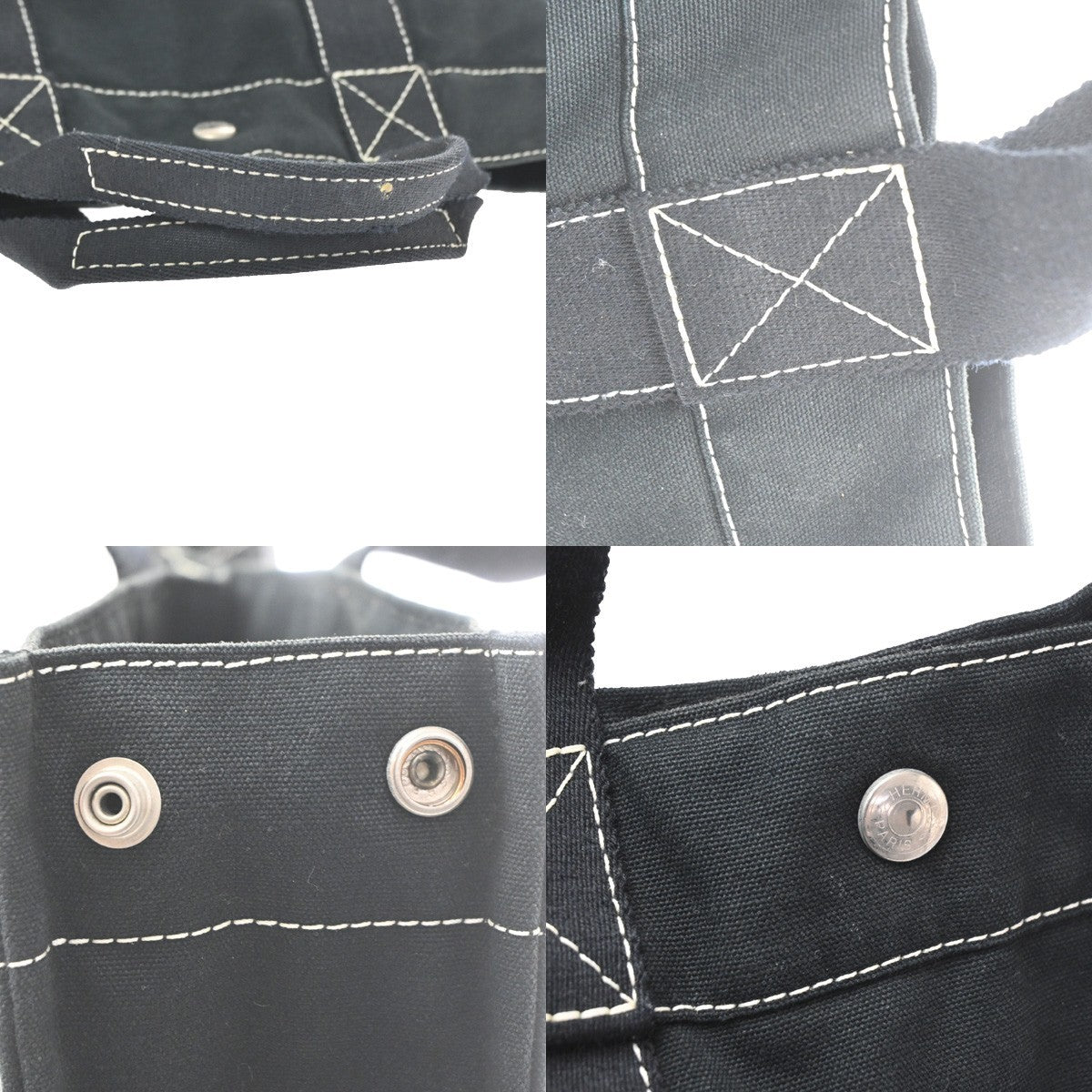 Hermes Fourre Tout Toile Black Cotton Tote Bag Bag (Pre-Owned)