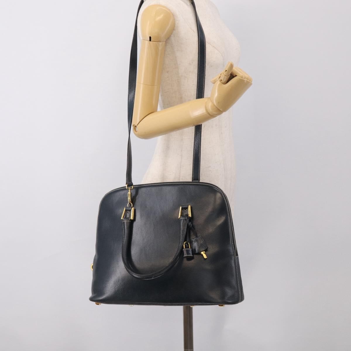 Salvatore Ferragamo Top Handle Leather Navy Leather Crossbody Bag Bag (Pre-Owned)