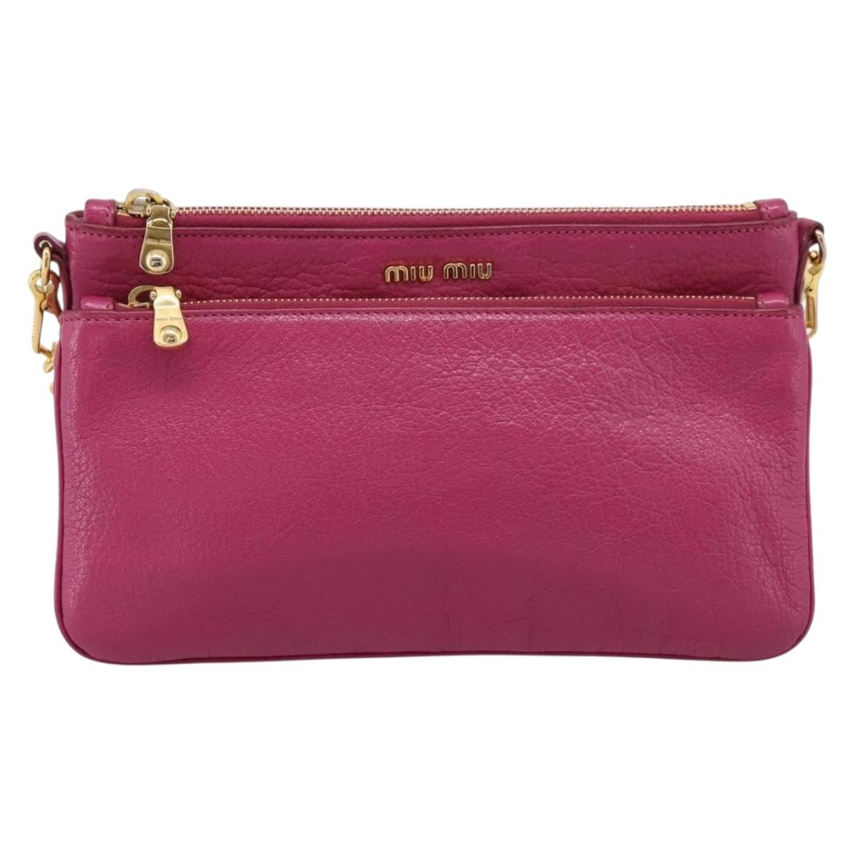 Miu Miu Madras Double Zip Leather Pink Leather Crossbody Bag Bag (Pre-Owned)