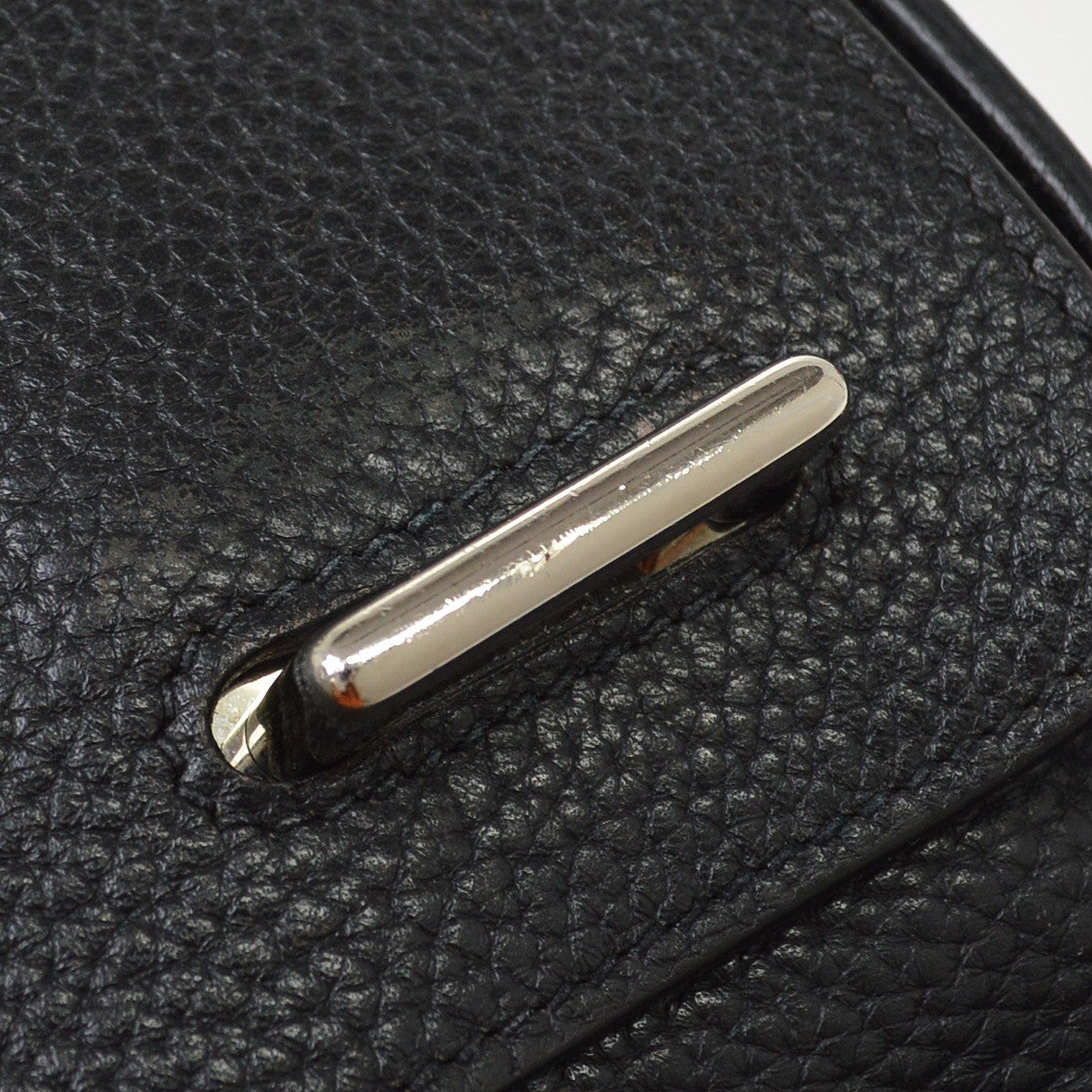 Hermes Steve Caporal Clemence Black Leather Shoulder Bag Bag (Pre-Owned)