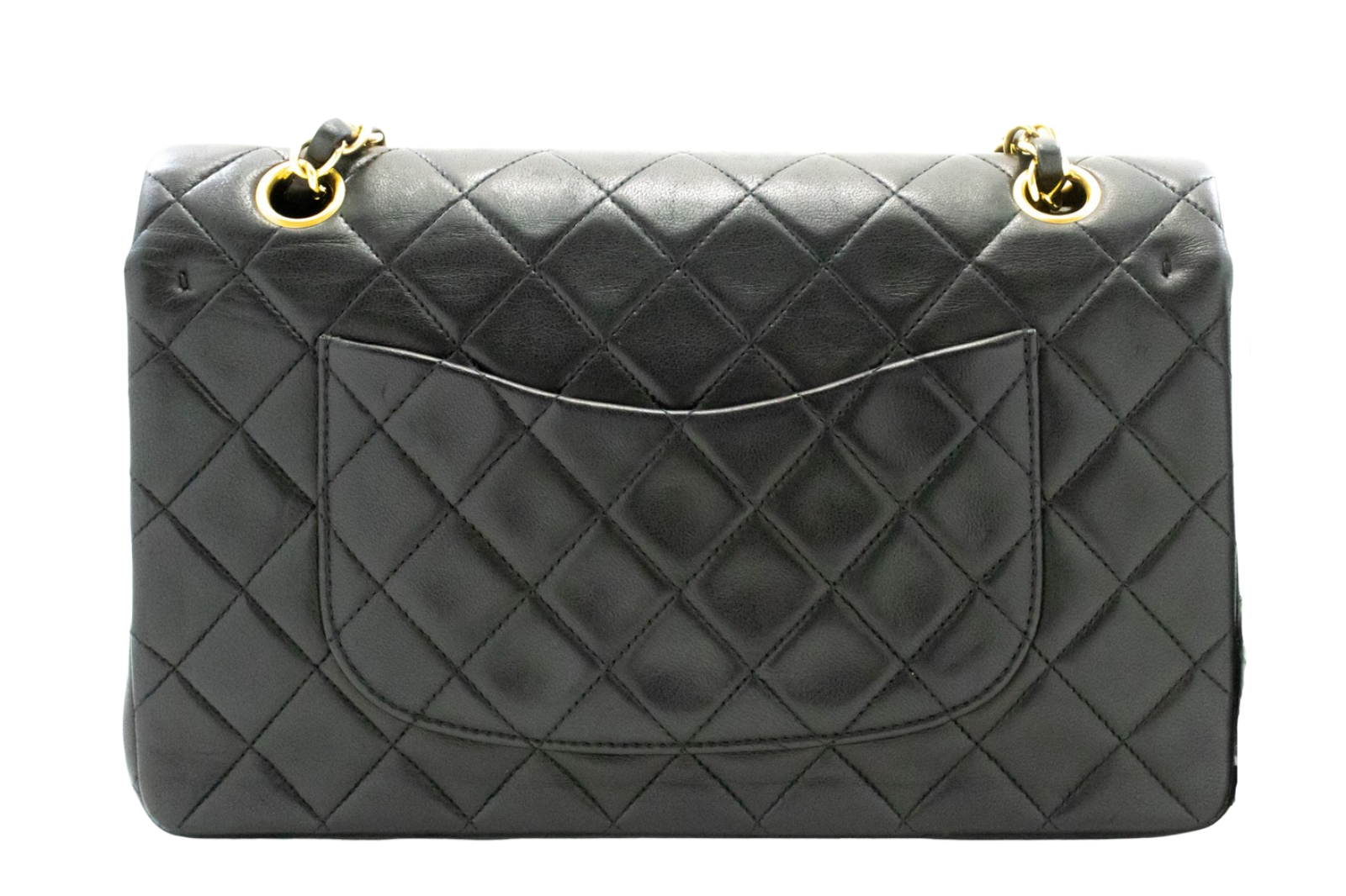 Chanel Classic Flap Lambskin Black Leather Crossbody Bag Bag (Pre-Owned)