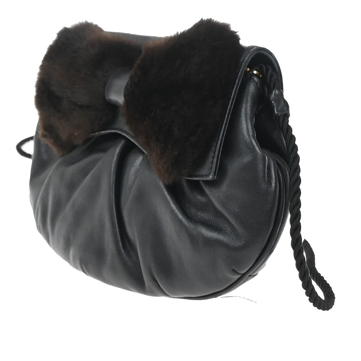 Fendi Vintage Shoulderbag Leather Black Leather Shoulder Bag Bag (Pre-Owned)