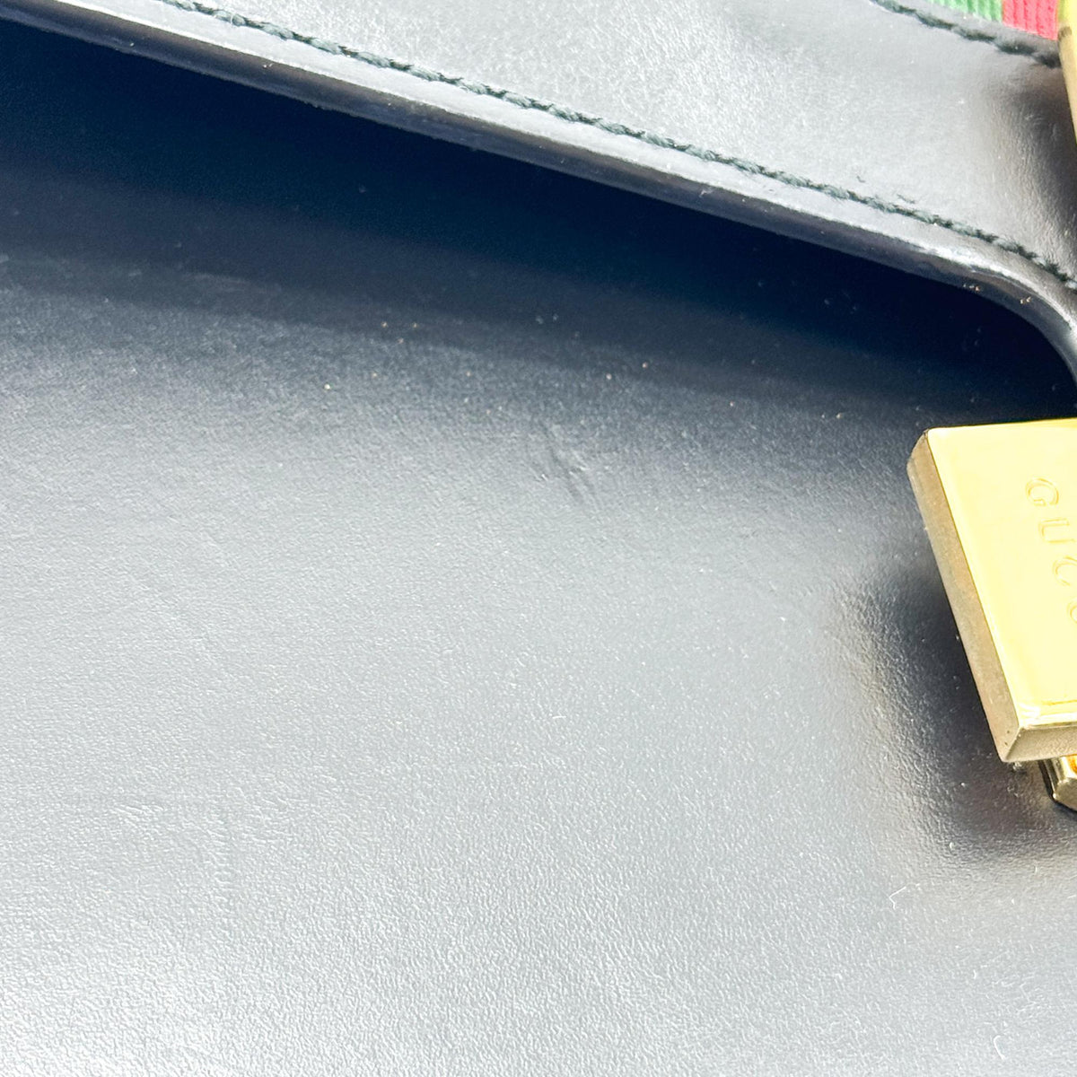 Gucci Sylvie Chain Leather Black Leather Shoulder Bag Bag (Pre-Owned)