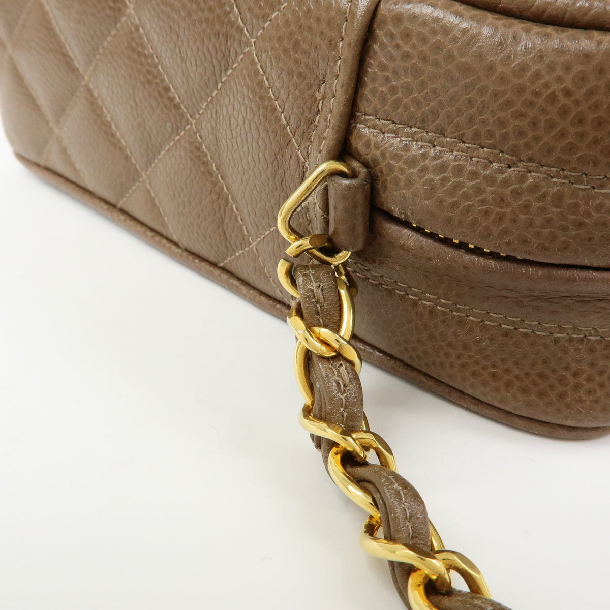Chanel Vintage Front Pocket Camera Quilted Caviar Brown Leather Handbag (Pre-Owned)
