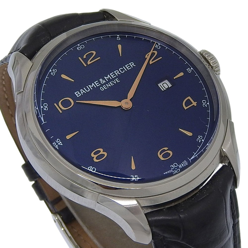 Baume & Mercier Clifton Stainless Steel And Leather Watch (Pre-Owned)