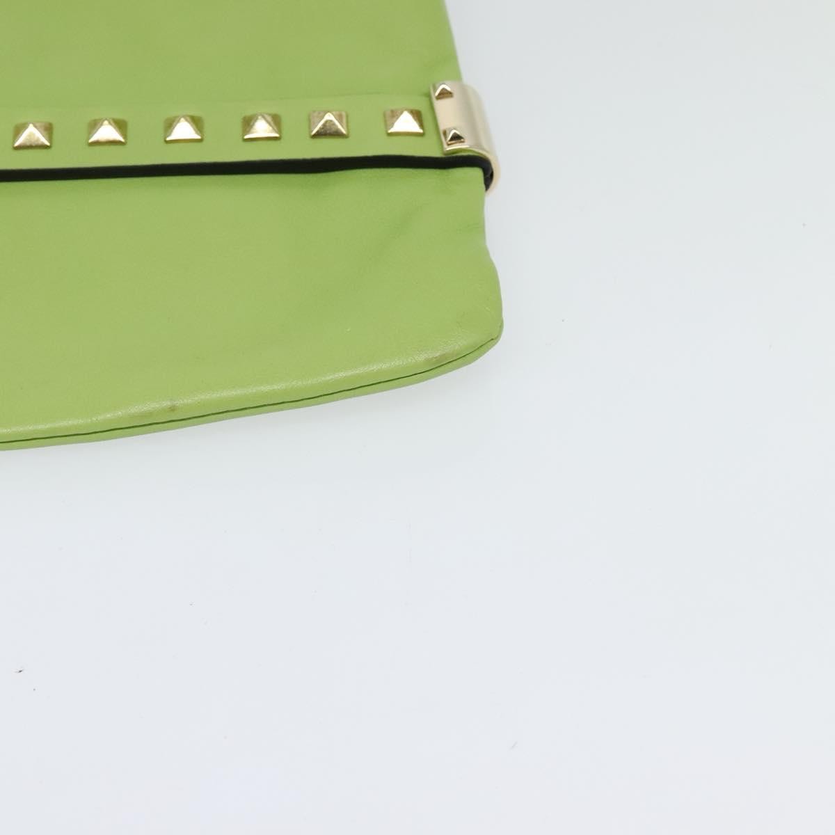 Valentino Garavani Rockstud Wristlet Leather Green Leather Clutche & Pouche Bag (Pre-Owned)