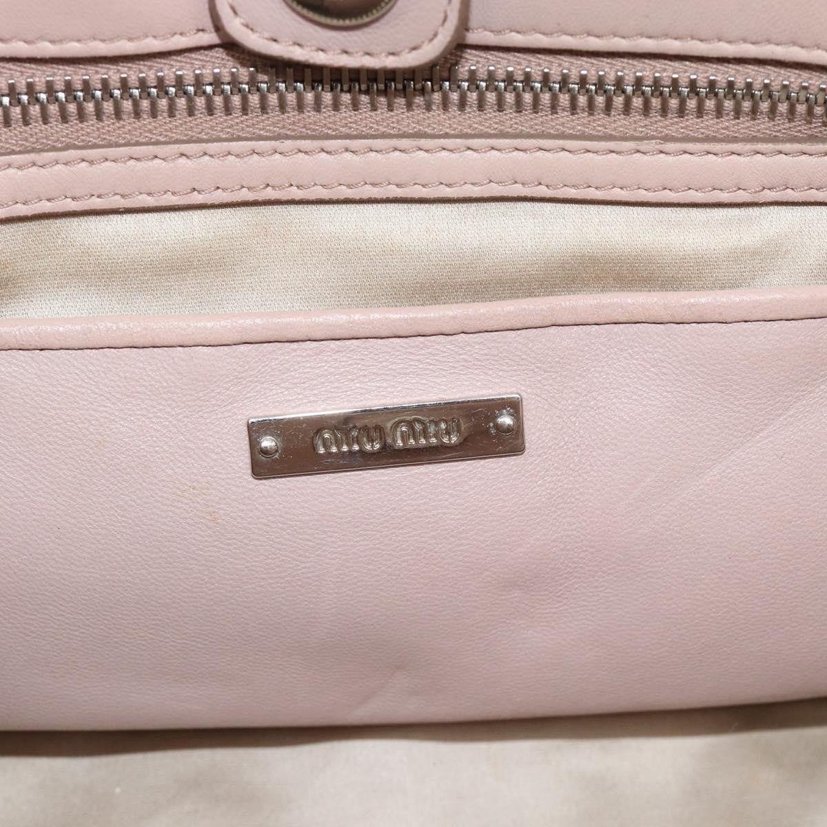 Miu Miu Crystal Tote Matelasse Leather Pink Leather Shoulder Bag Bag (Pre-Owned)