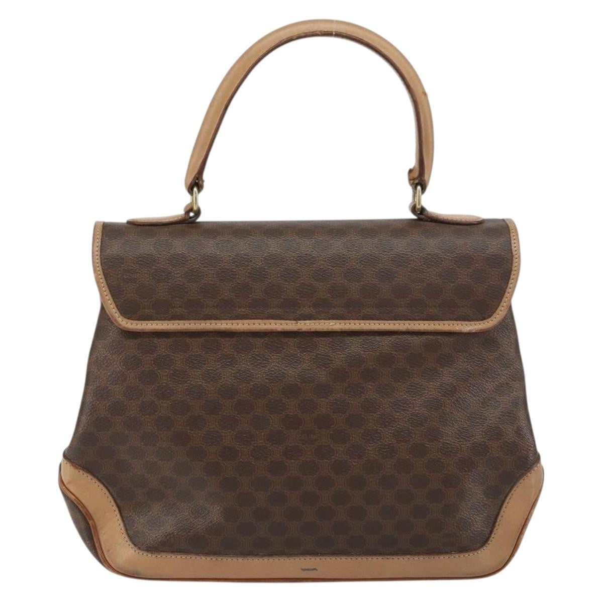 Celine Vintage Macadam Canvas Brown Pvc Handbag (Pre-Owned)