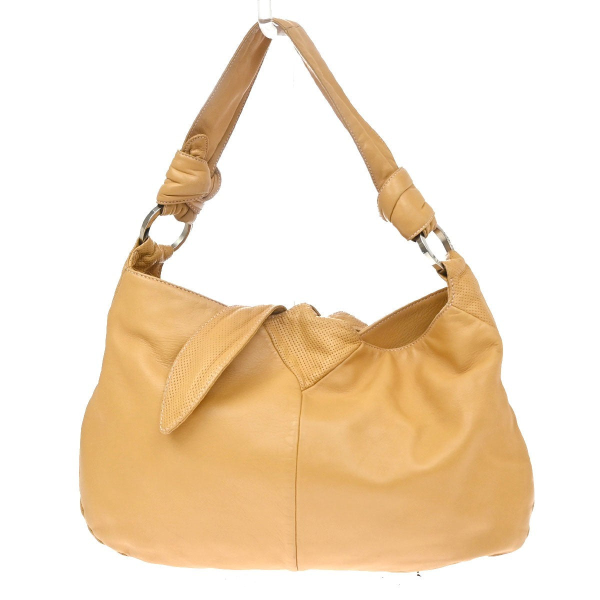 Loewe Vintage Knot Nappa Leather Hobo Bag Leather Beige Leather Handbag (Pre-Owned)