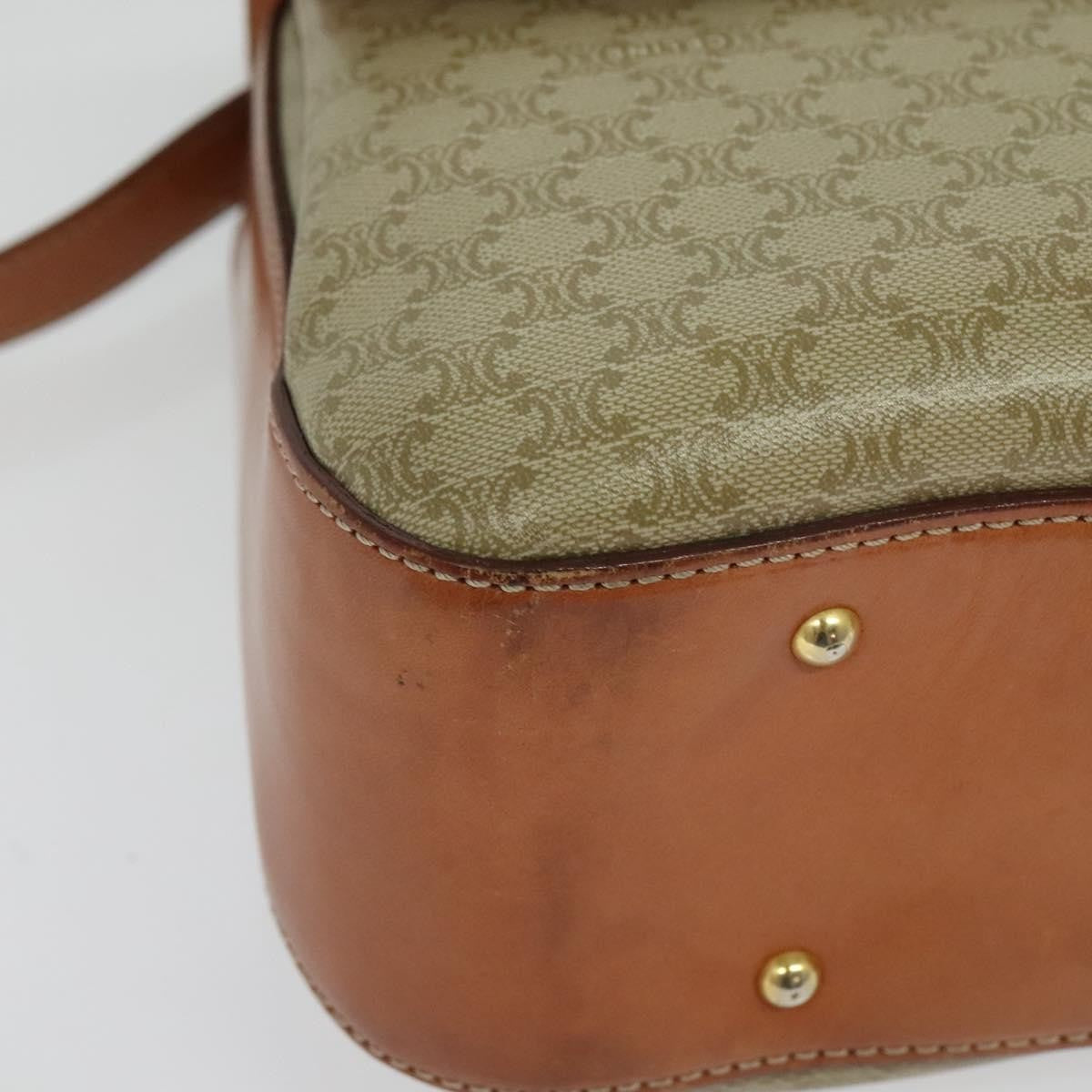 Celine Vintage Convertible Top Handle Macadam Coated Canvas Beige Canvas Handbag (Pre-Owned)