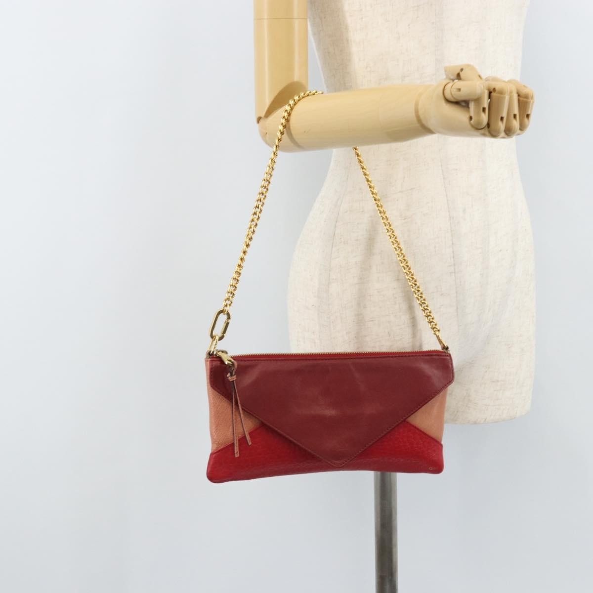 Chloe Envelope Wallet On Chain Leather Red Leather Shoulder Bag Bag (Pre-Owned)