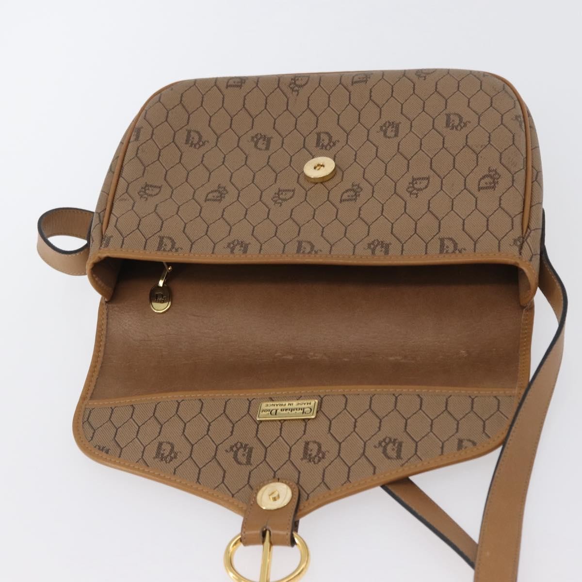 Christian Dior Vintage Honeycomb Canvas And Leather Beige Canvas Shoulder Bag Bag (Pre-Owned)