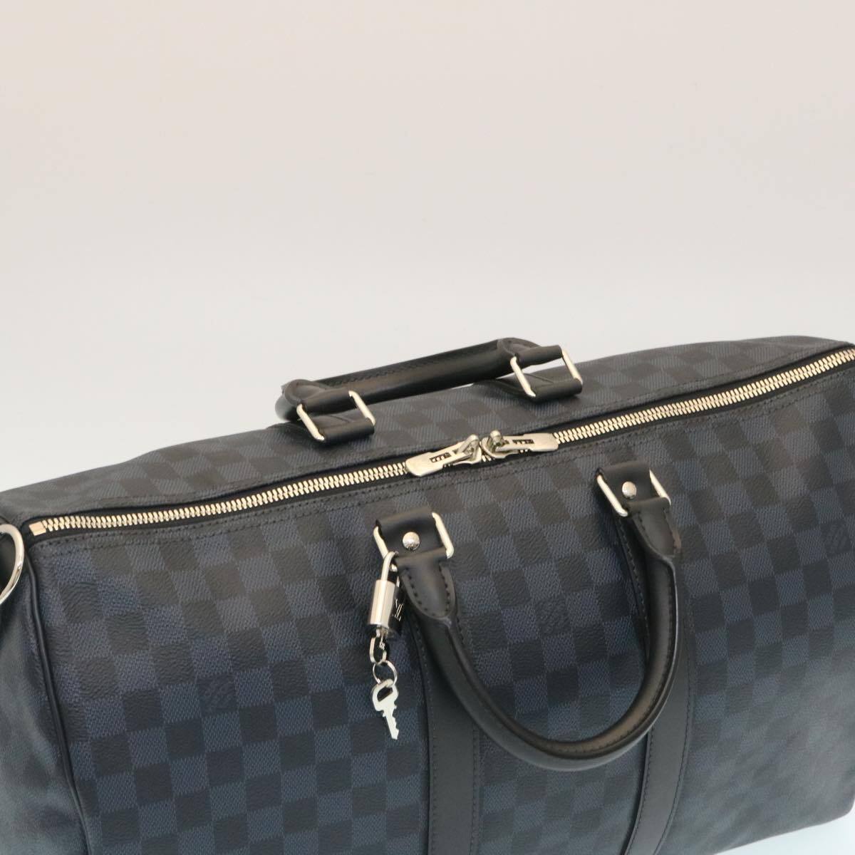 Louis Vuitton Keepall Bandouliere Damier Graphite Blue Canvas Travel Bag Bag (Pre-Owned)