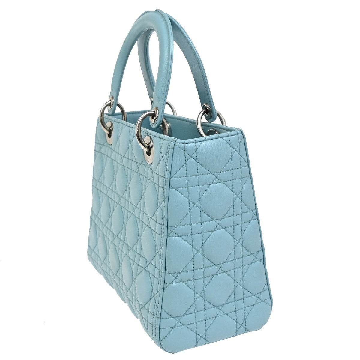 Christian Dior Lady Dior Leather Blue Leather Bag (Pre-Owned)