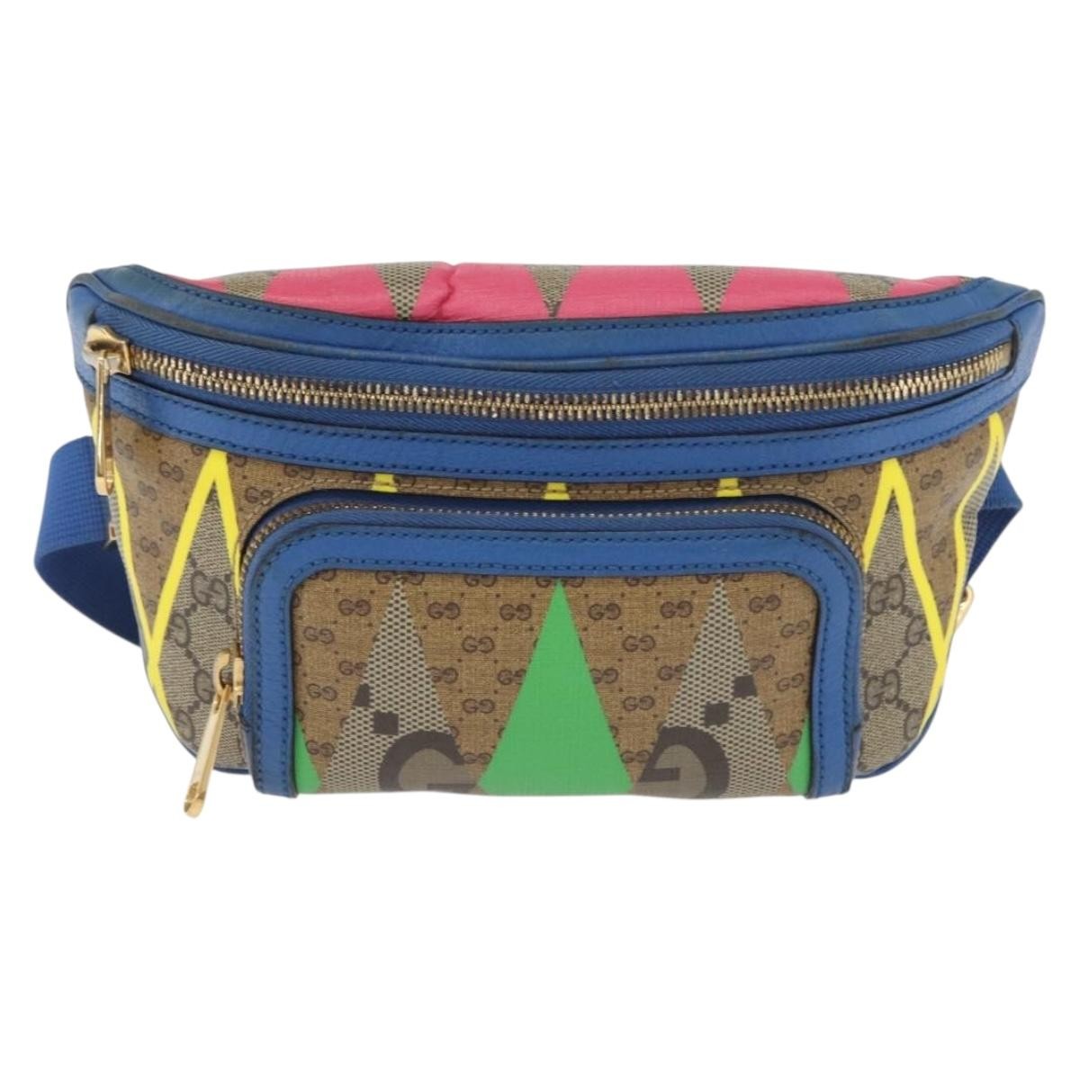 Gucci Gg Rhombus Cuir Multicolour Canvas Crossbody Bag Bag (Pre-Owned)