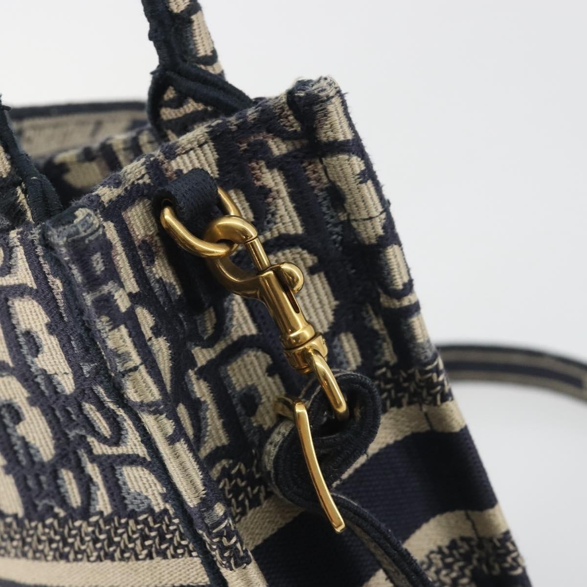 Christian Dior Book Tote Phone Oblique Canvas Navy Canvas Tote Bag Bag (Pre-Owned)