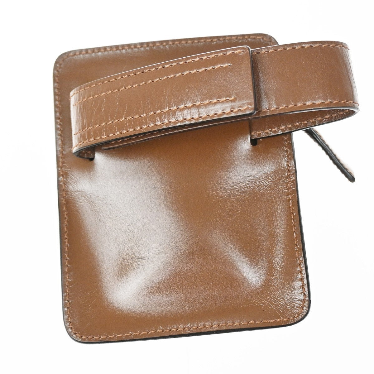 Prada Logo Pouch Leather Brown Leather Clutche & Pouche Bag (Pre-Owned)