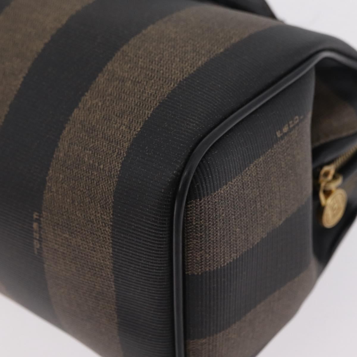 Fendi Vintage Pequin Boston Coated Canvas Brown Canvas Handbag (Pre-Owned)