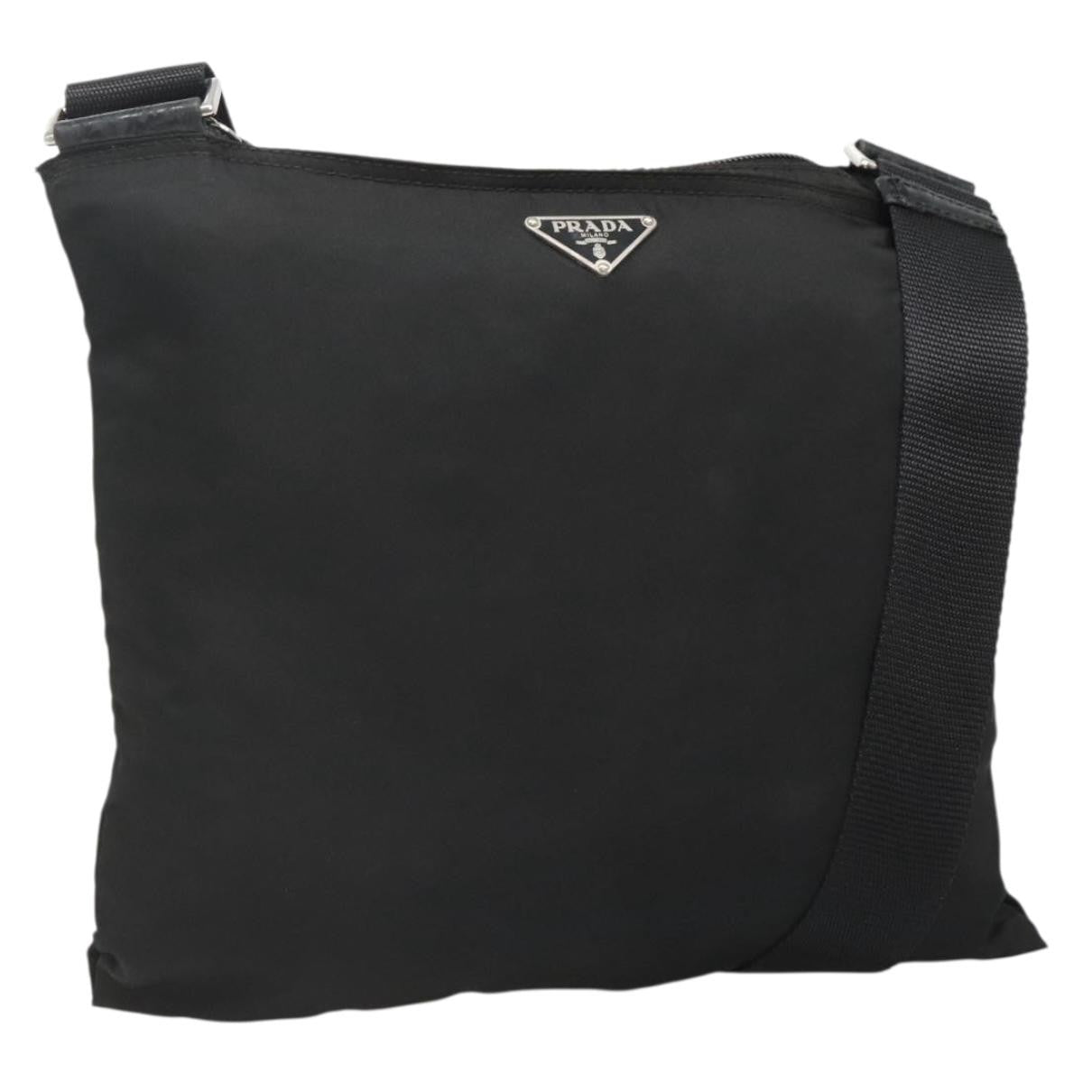 Prada Flat Messenger Tessuto Black Nylon Shoulder Bag Bag (Pre-Owned)