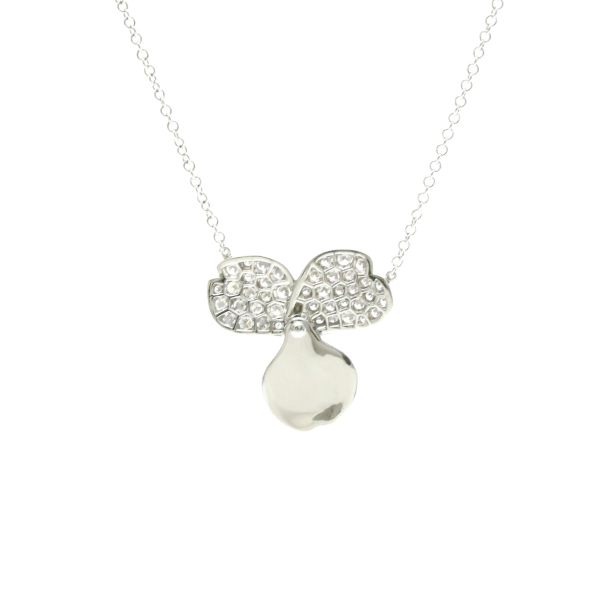 Tiffany & Co. Paper Flowers Pendant Platinum With Pave Diamonds Silver Platinum Necklace Jewelry (Pre-Owned)