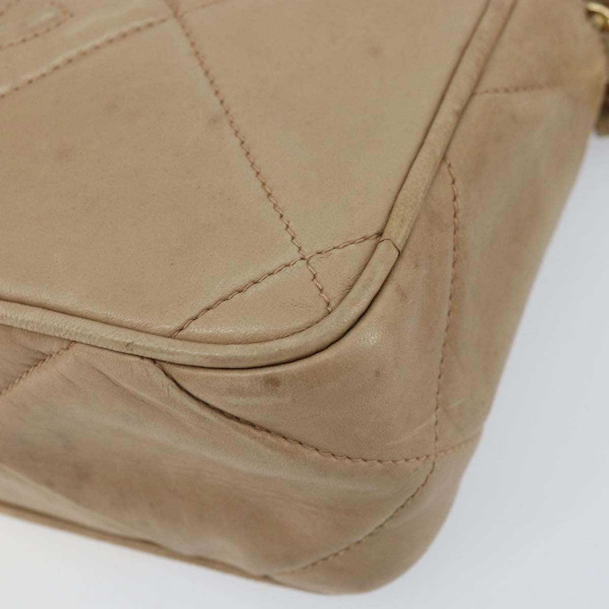 Chanel Vintage Diamond Cc Camera Quilted Lambskin Beige Leather Shoulder Bag Bag (Pre-Owned)