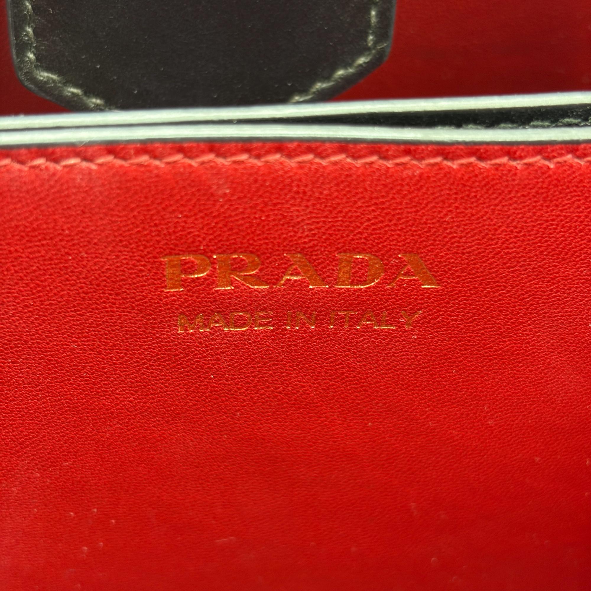 Prada Panier Bucket Saffiano Leather Black Leather Handbag (Pre-Owned)