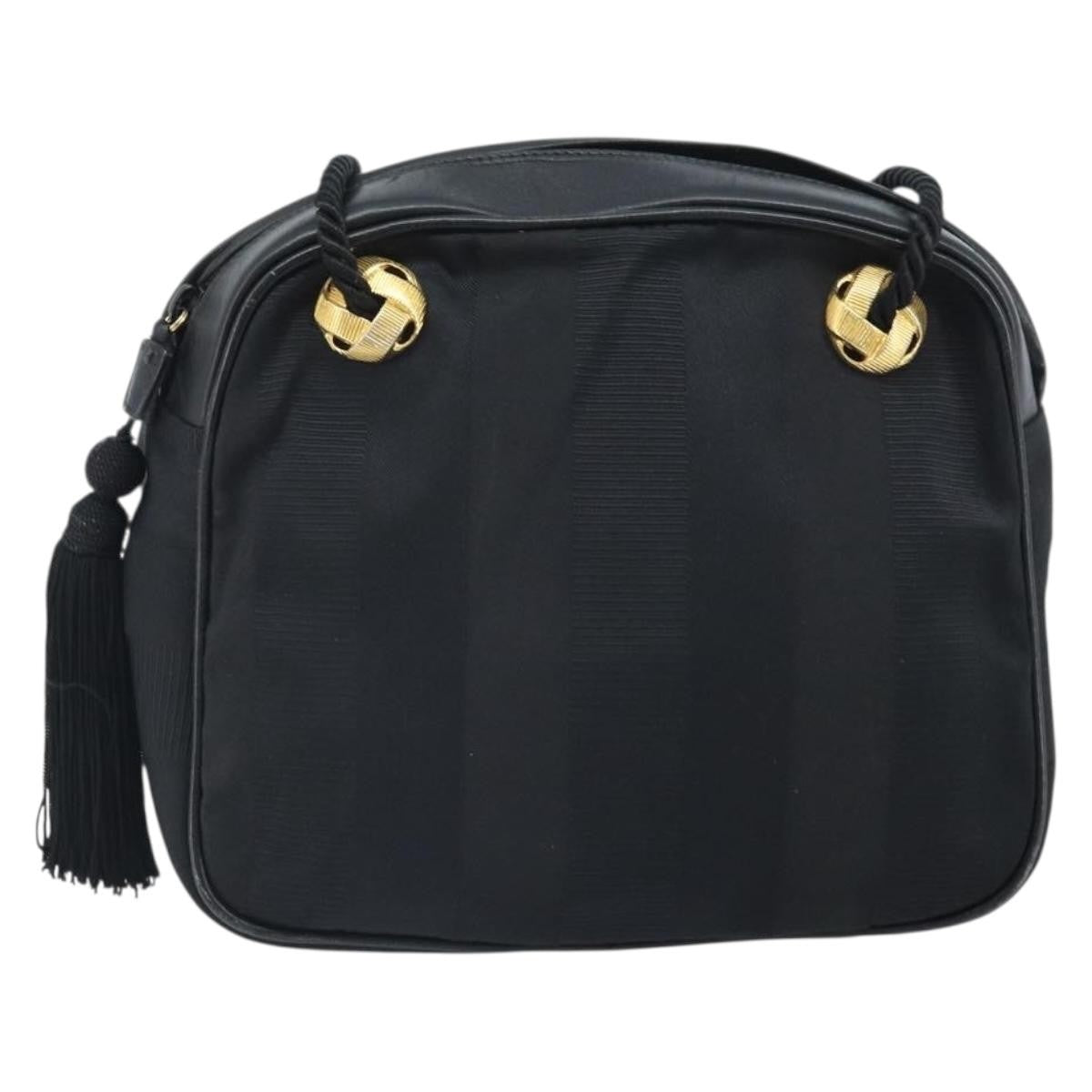 Salvatore Ferragamo Vintage Canvas Black Canvas Shoulder Bag Bag (Pre-Owned)