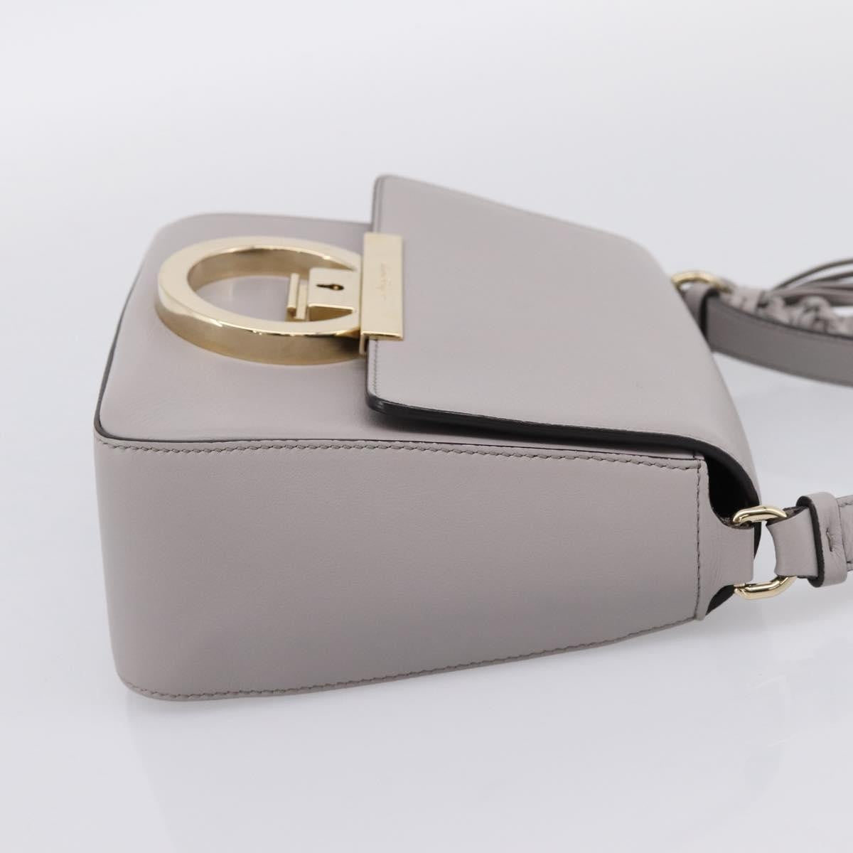 Salvatore Ferragamo Tassel Gancini Lock Flap Leather Gray Leather Shoulder Bag Bag (Pre-Owned)