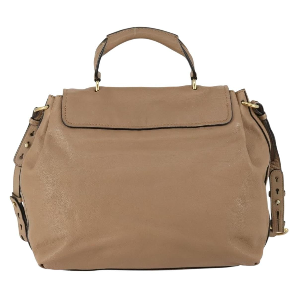 Chloe Elsie Convertible Satchel Leather Beige Leather Handbag (Pre-Owned)
