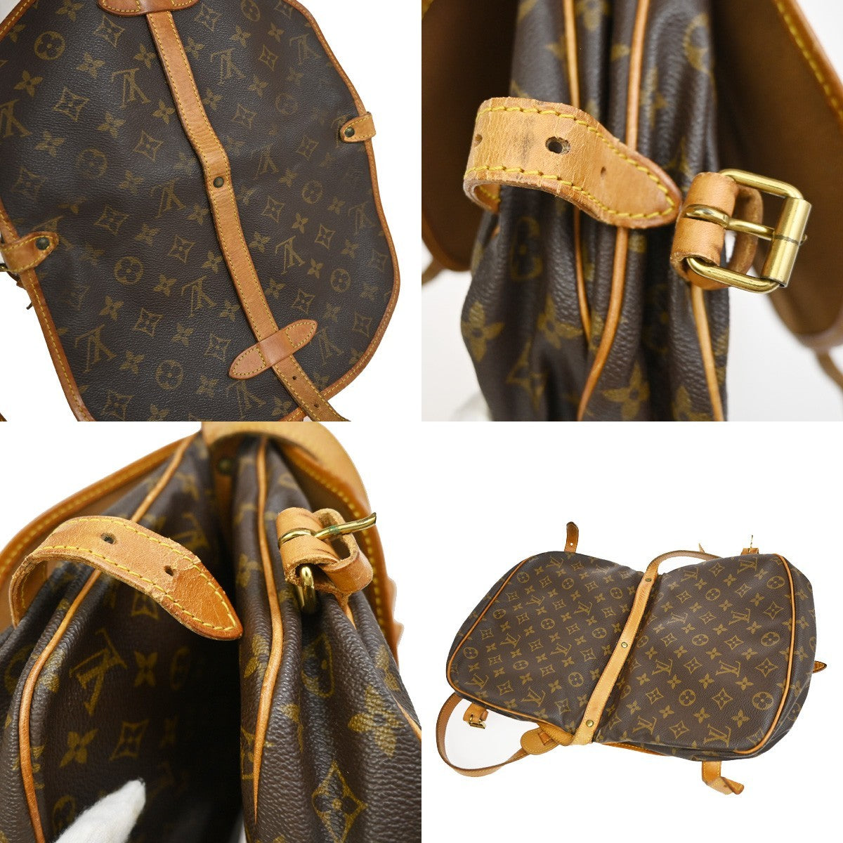 Louis Vuitton Saumur Monogram Canvas Brown Canvas Shoulder Bag Bag (Pre-Owned)