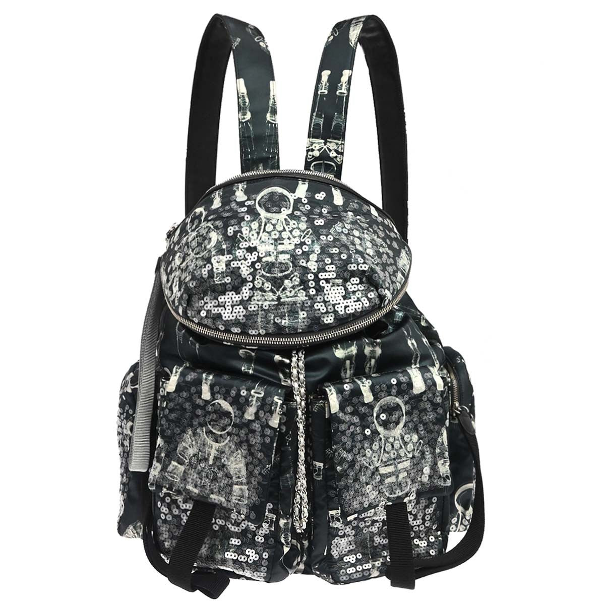 Chanel Astronaut Essentials Sequin Embellished Printed Nylon Navy Nylon Backpack Bag (Pre-Owned)