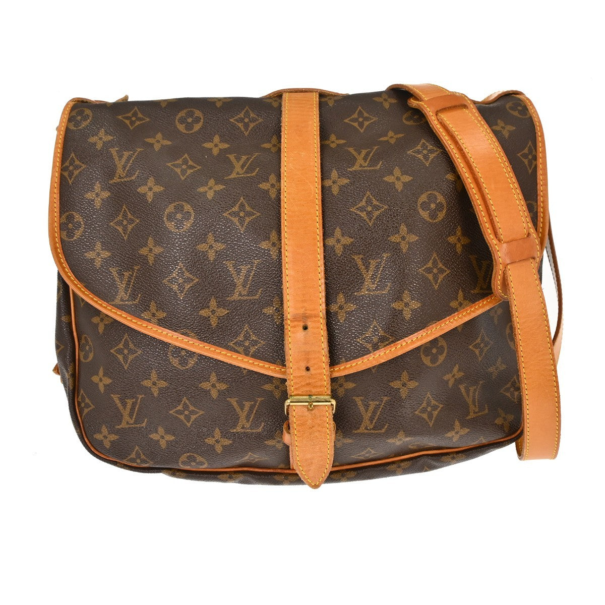 Louis Vuitton Saumur Monogram Brown Canvas Shoulder Bag Bag (Pre-Owned)