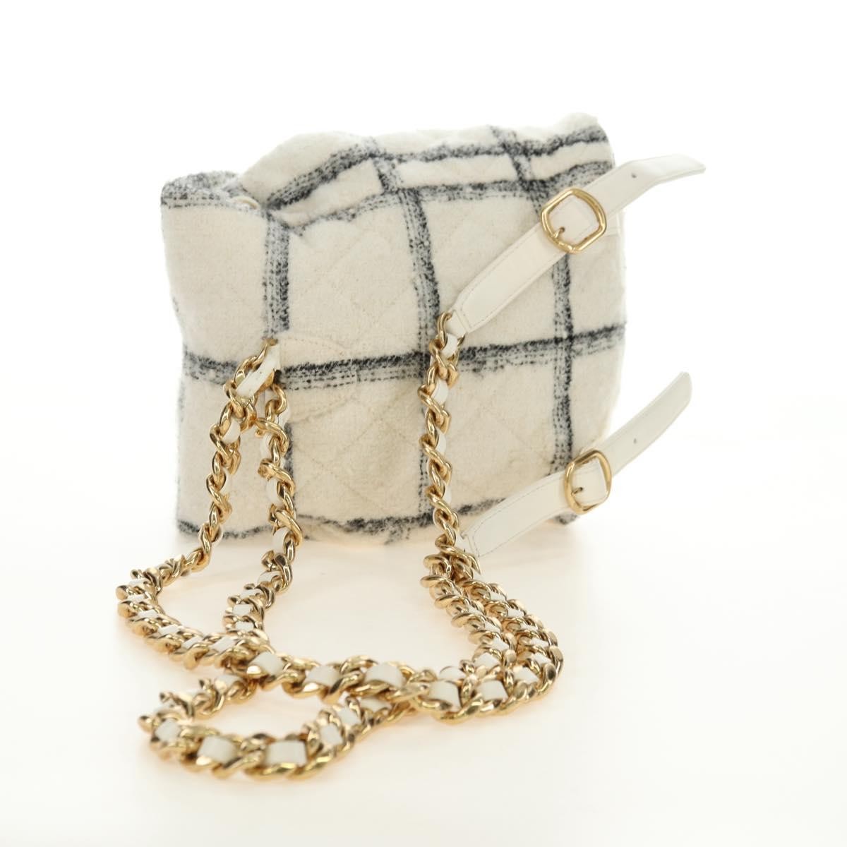Chanel Duma Drawstring Quilted Wool Tweed Beige Wool Backpack Bag (Pre-Owned)