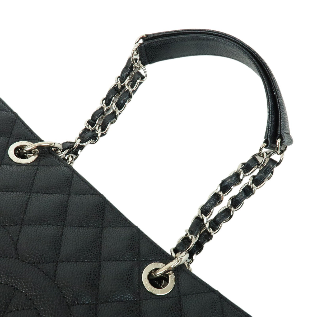 Chanel Grand Shopping Quilted Caviar Black Leather Tote Bag Bag (Pre-Owned)