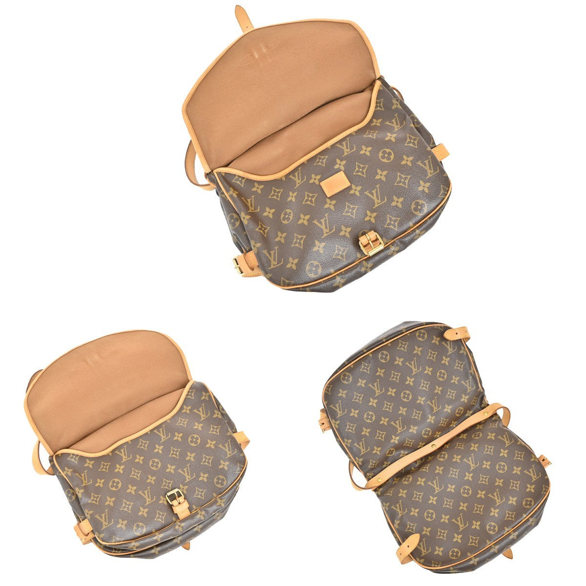 Louis Vuitton Saumur Monogram Canvas Brown Canvas Shoulder Bag Bag (Pre-Owned)