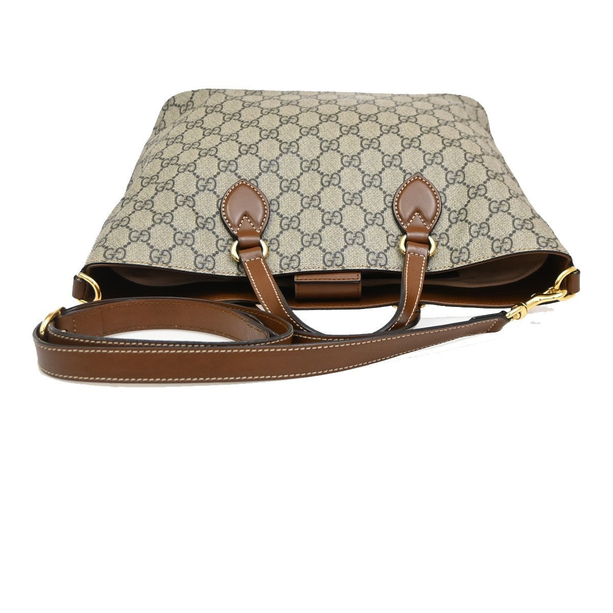 Gucci Convertible Soft Gg Coated Canvas With Leather Brown Canvas Tote Bag Bag (Pre-Owned)