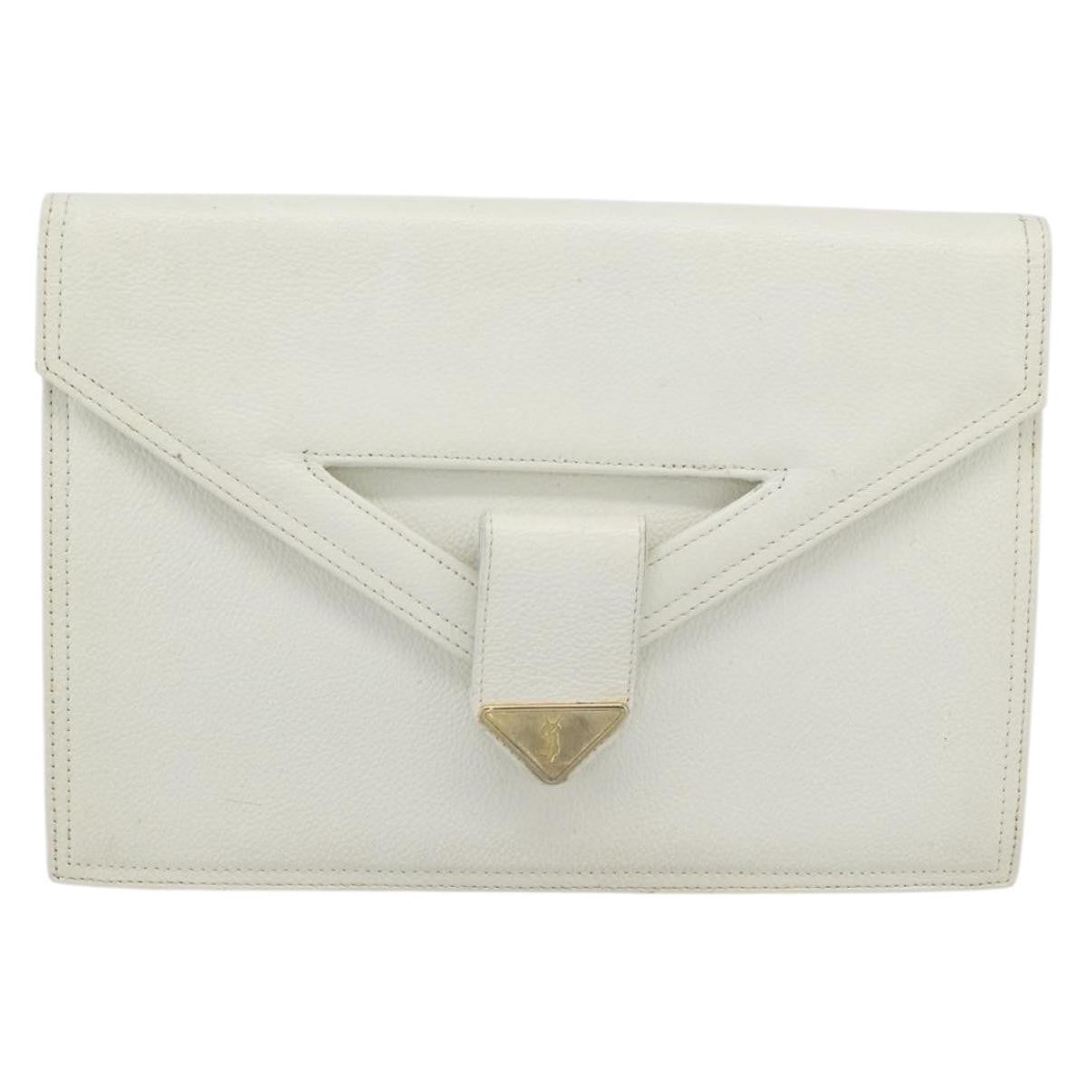 Saint Laurent Vintage Leather White Leather Clutche & Pouche Bag (Pre-Owned)