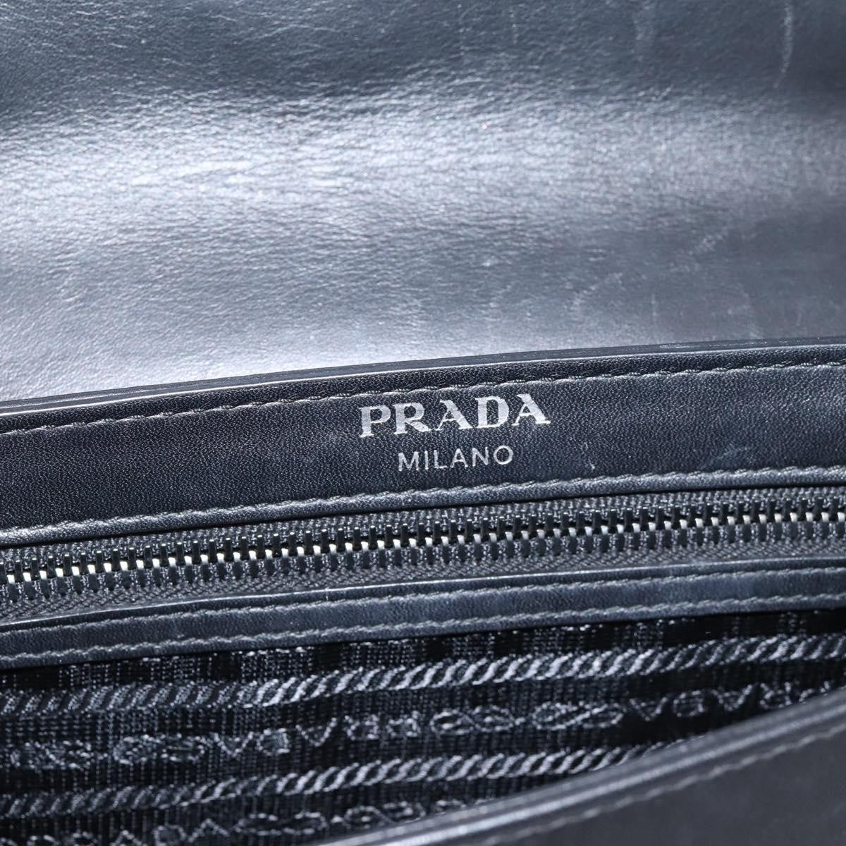 Prada Chain Flap Studded Glace Calf White Leather Shoulder Bag Bag (Pre-Owned)