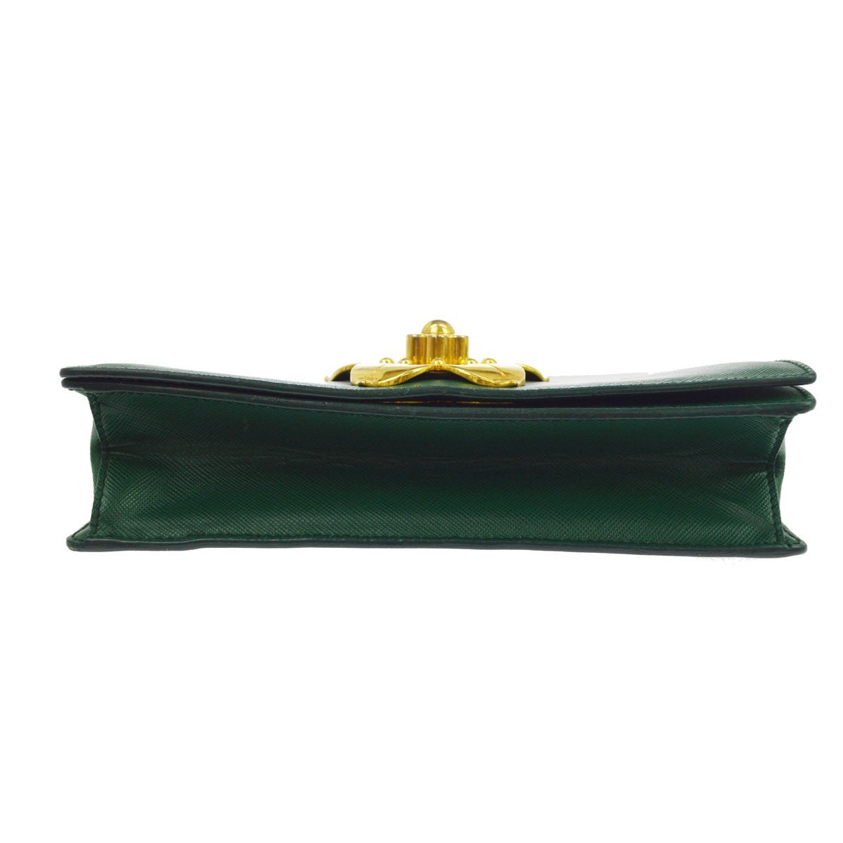 Prada Corolle Chain Saffiano With Metal Green Leather Shoulder Bag Bag (Pre-Owned)