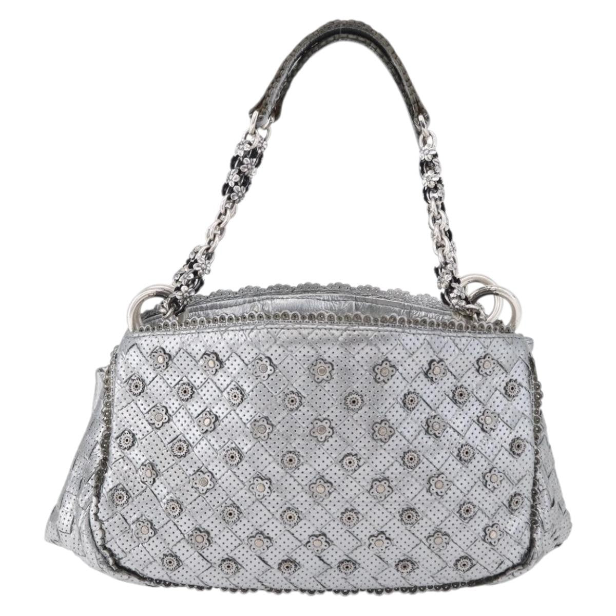 Bottega Veneta Intrecciato Shoulder Leather Silver Leather Shoulder Bag Bag (Pre-Owned)
