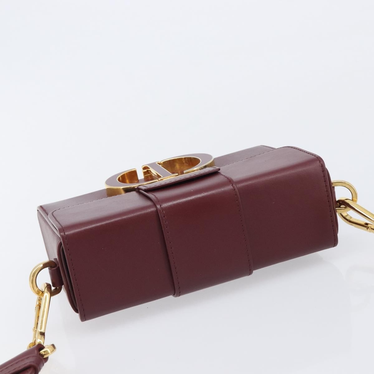 Christian Dior 30 Montaigne Box Leather Burgundy Leather Handbag (Pre-Owned)