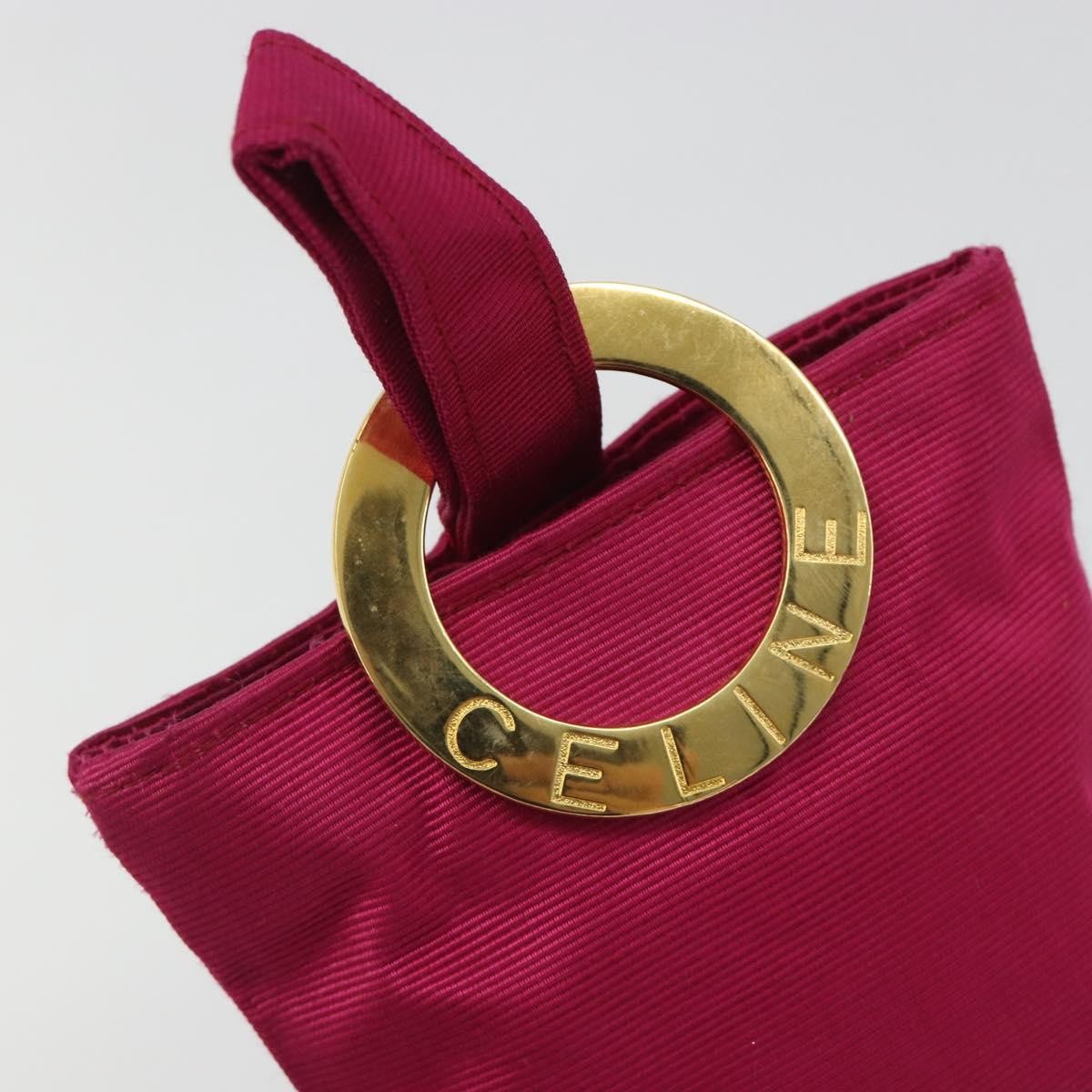 Celine Circle Logo Pouch Nylon Pink Nylon Clutche & Pouche Bag (Pre-Owned)