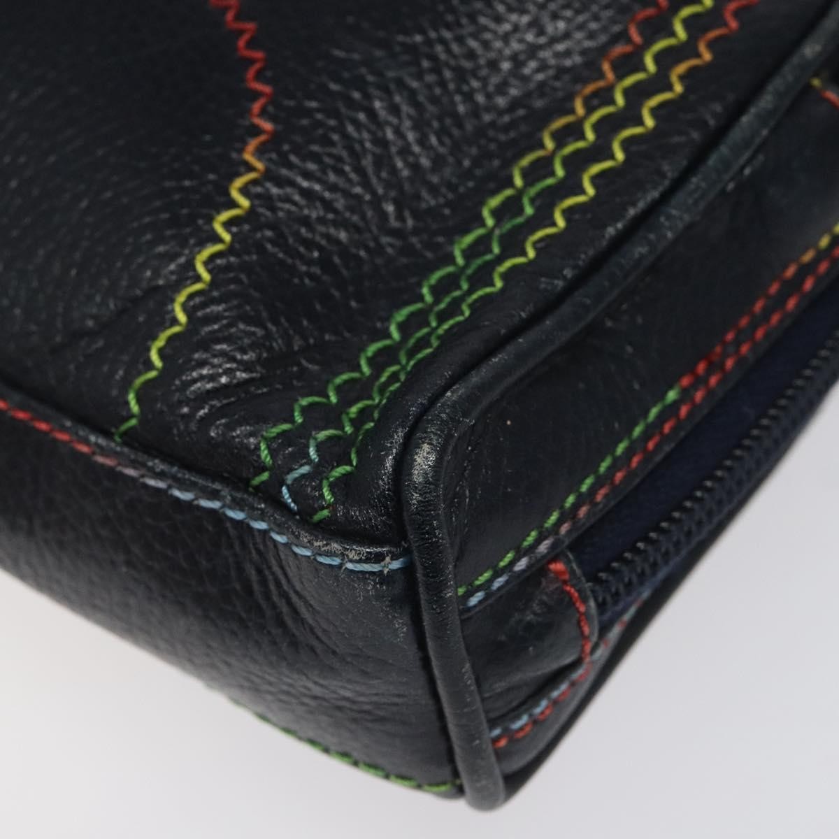 Fendi Vintage Zip Leather Navy Leather Shoulder Bag Bag (Pre-Owned)