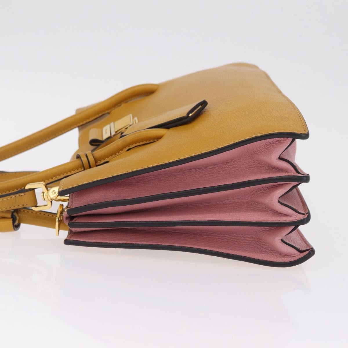 Miu Miu Madras Convertible Compartment Leather Yellow Leather Tote Bag Bag (Pre-Owned)