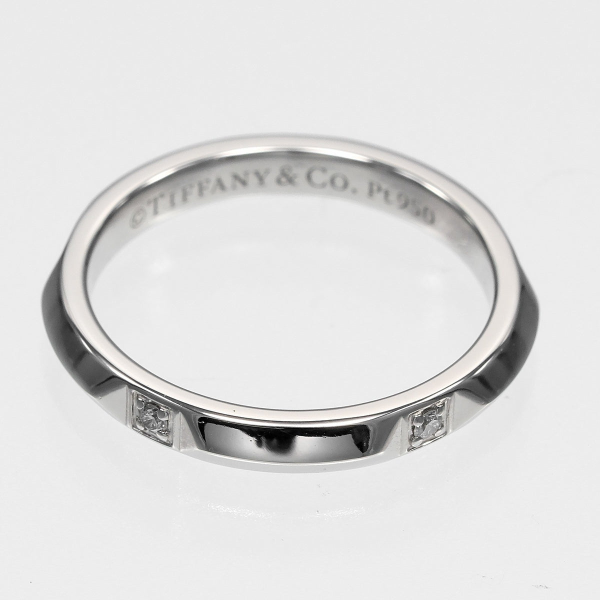 Tiffany & Co. True Band 18K Yellow Gold With Diamonds Silver Platinum Ring Jewelry (Pre-Owned)