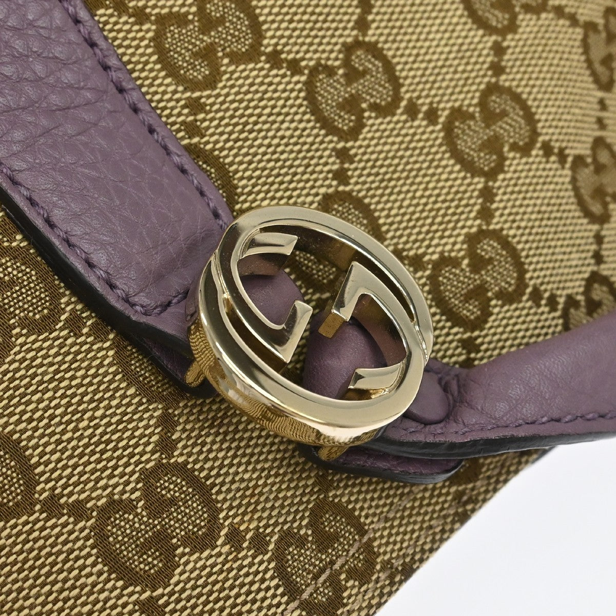 Gucci Miss Gg Tote Gg Canvas With Leather Beige Canvas Handbag (Pre-Owned)