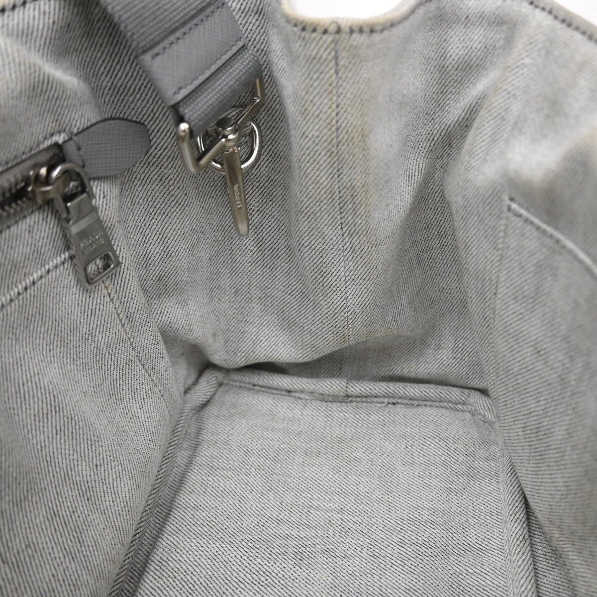 Prada Canapa Convertible Rhinestone Embellished Canvas Gray Canvas Tote Bag Bag (Pre-Owned)