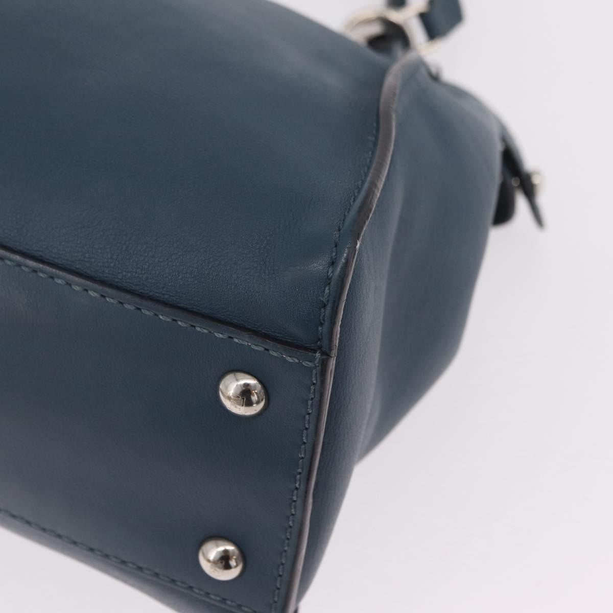 Fendi Peekaboo Ruffled Leather Blue Leather Handbag (Pre-Owned)