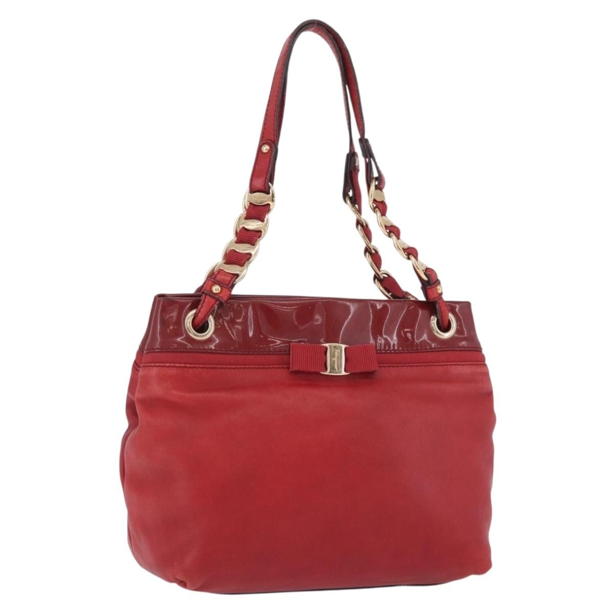 Salvatore Ferragamo Vala Tote Leather Red Leather Tote Bag Bag (Pre-Owned)