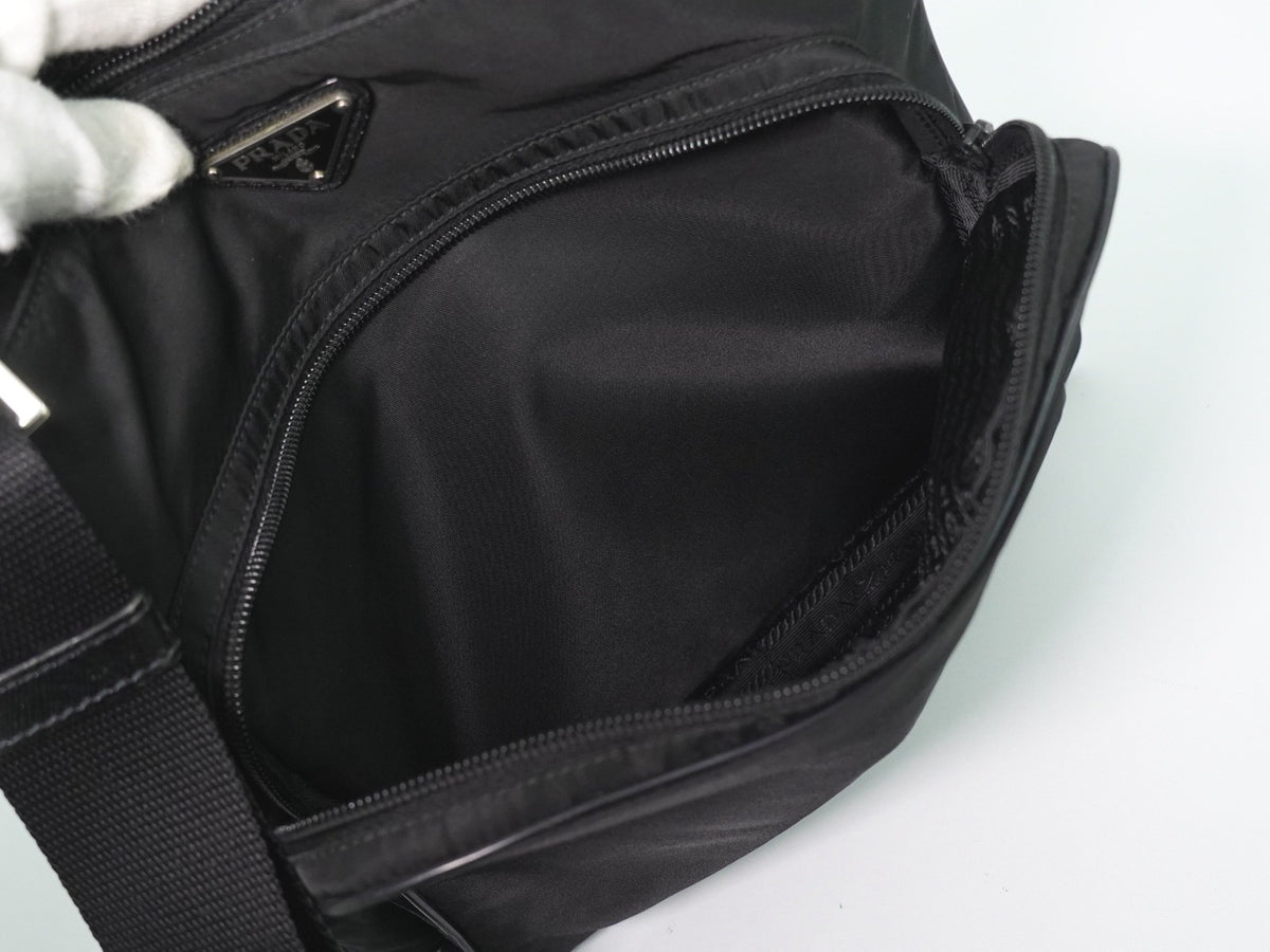 Prada Front Pocket Messenger Quilted Tessuto Black Nylon Shoulder Bag Bag (Pre-Owned)